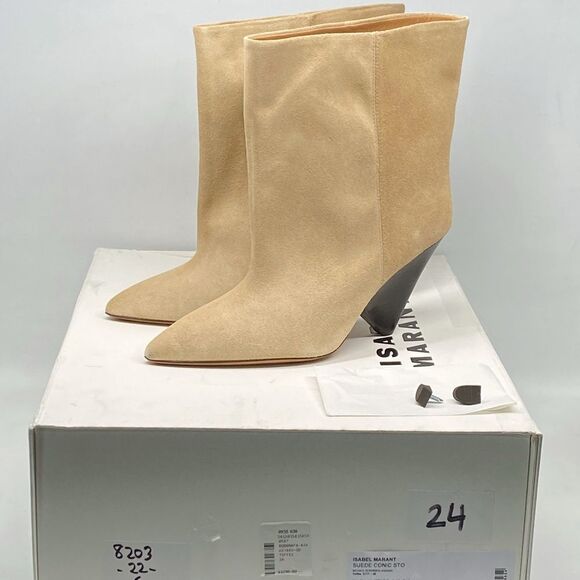 Isabel Marant Miyako 90MM Suede Cone-Heel Booties size 36 - Picture 10 of 12